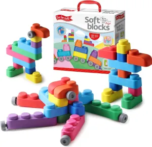 -Super Soft Building Blocks for Toddlers Ages 1-3 Years– Teaches & Enhances Creativity and Fine Motor Skills- STEM Building Set - 81 Pieces