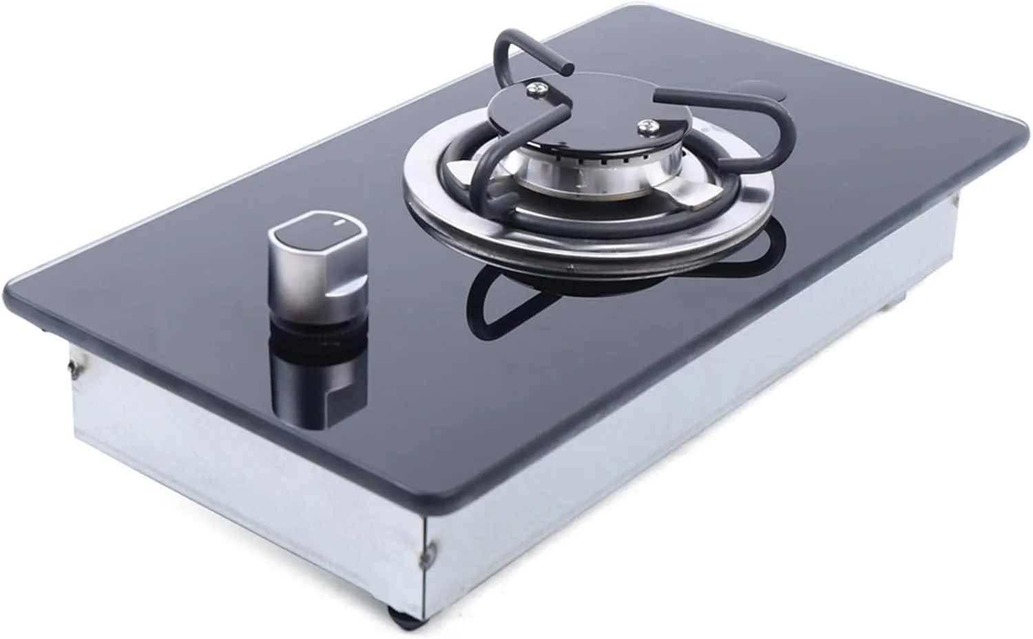 1 Burner Gas Stove, Multi-Level Fire Adjustment Outdoor Gas Stove Camping Stove Gas One Stove with Tempered Glass Portable Camping Grill with Stainless Steel Drip Tray