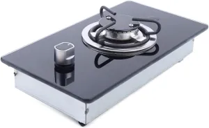 1 Burner Gas Stove, Multi-Level Fire Adjustment Outdoor Gas Stove Camping Stove Gas One Stove with Tempered Glass Portable Camping Grill with Stainless Steel Drip Tray
