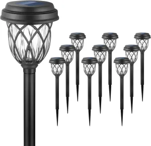 10 Pack Solar Lights Outdoor Garden Pathway Solar Powered Yard Lights for Walkway Sidewalk Driveway.