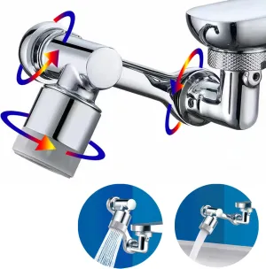 1080° Degree Swivel Sink Faucet Aerator,Universal 1080° Rotating Faucet Extender with 2 Mode Sprayer,Bathroom Faucet Bubbler,Kitchen Tap Splash Filter,Robotic Arm Water Nozzle Faucet Adaptor (Silver)