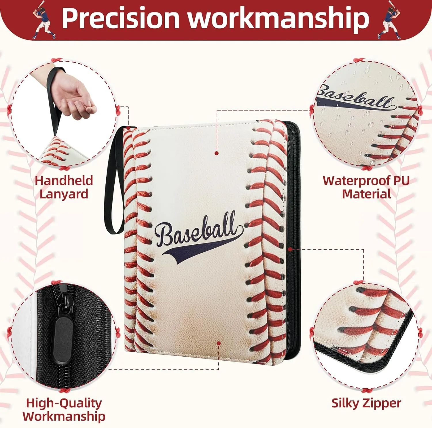 1080 Pockets Baseball Card Binder 9 Pocket, Trading Card Binder With 60 Removable Sleeves, Baseball Card Holder Sports Card Collection Binder Top Loader Binder For MTG, TCG, Game Gifts For Boys