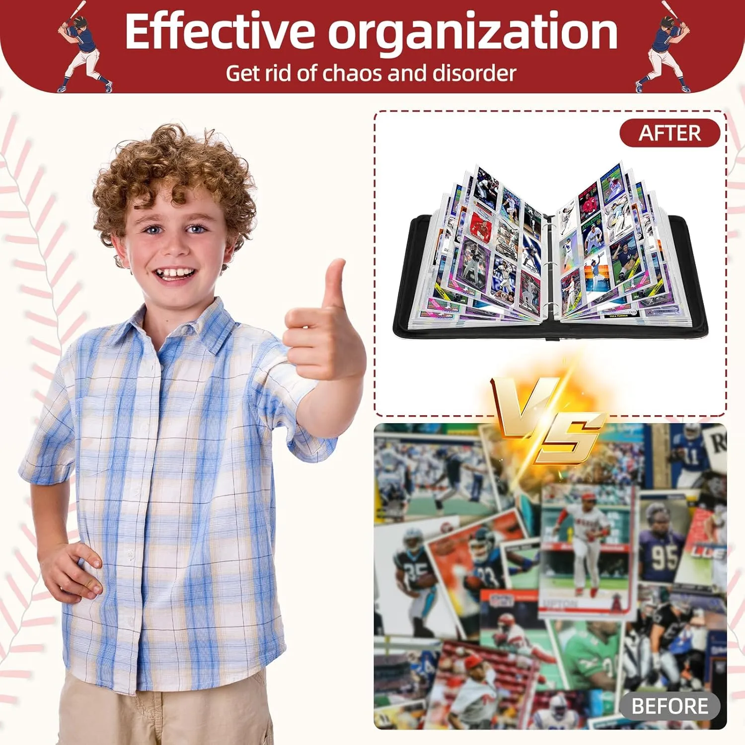 1080 Pockets Baseball Card Binder 9 Pocket, Trading Card Binder With 60 Removable Sleeves, Baseball Card Holder Sports Card Collection Binder Top Loader Binder For MTG, TCG, Game Gifts For Boys