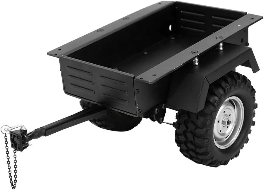 1/10 Scale RC Car Hitch Trailer Aluminum Alloy Model Children Toy Fit for TRAXXAS RC Car(Black)