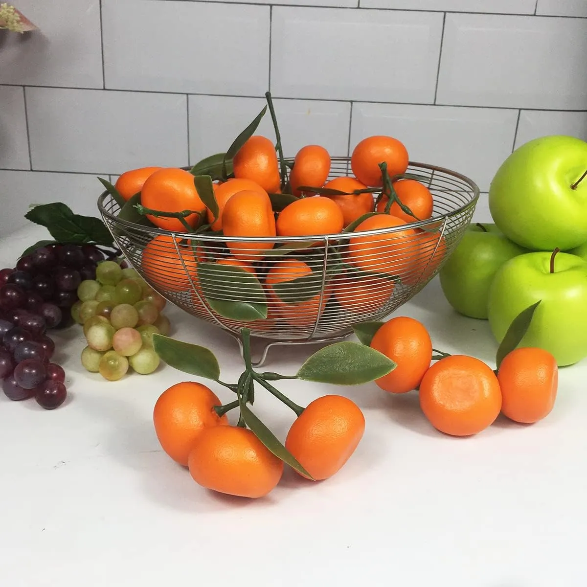 12 Clusters Each Clusters 3pcs Artificial Fruit Fake Simulation Fruit for Home Kitchen Party Photography Prop Wedding Decoration (12 Clusters Tangerines)