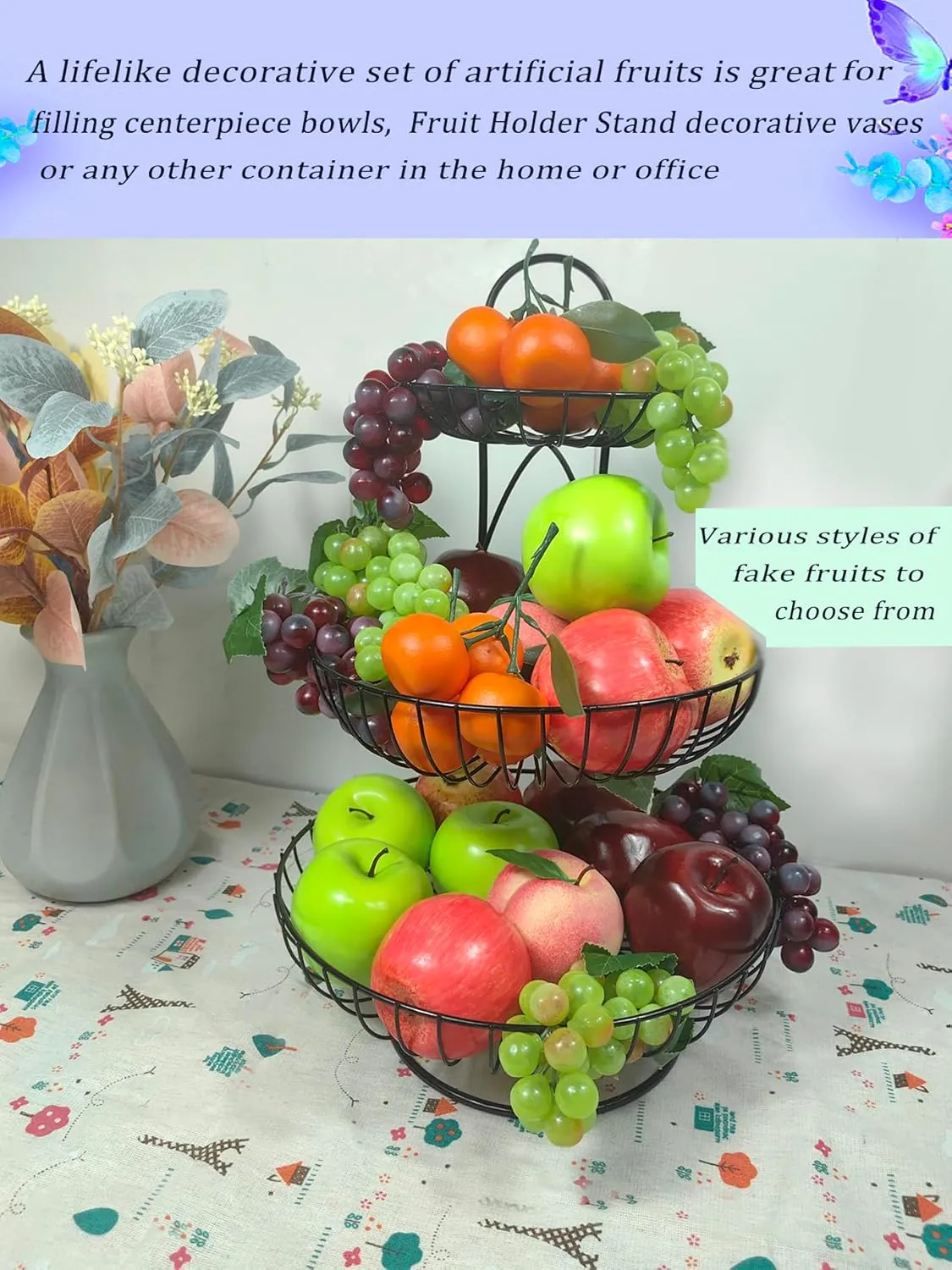 12 Clusters Each Clusters 3pcs Artificial Fruit Fake Simulation Fruit for Home Kitchen Party Photography Prop Wedding Decoration (12 Clusters Tangerines)