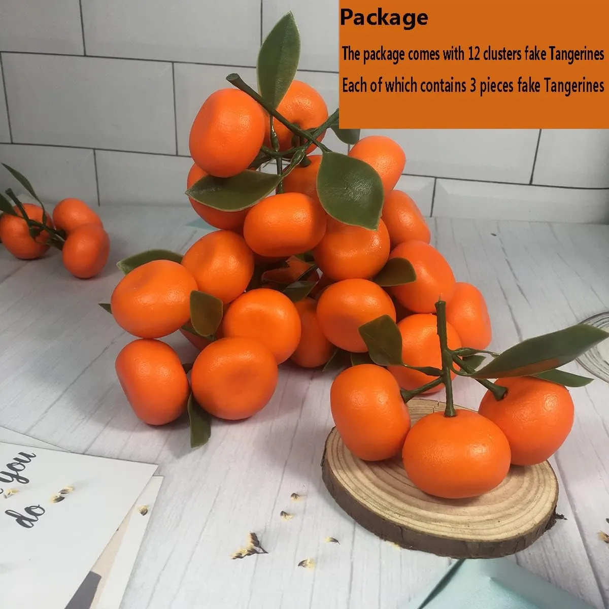 12 Clusters Each Clusters 3pcs Artificial Fruit Fake Simulation Fruit for Home Kitchen Party Photography Prop Wedding Decoration (12 Clusters Tangerines)