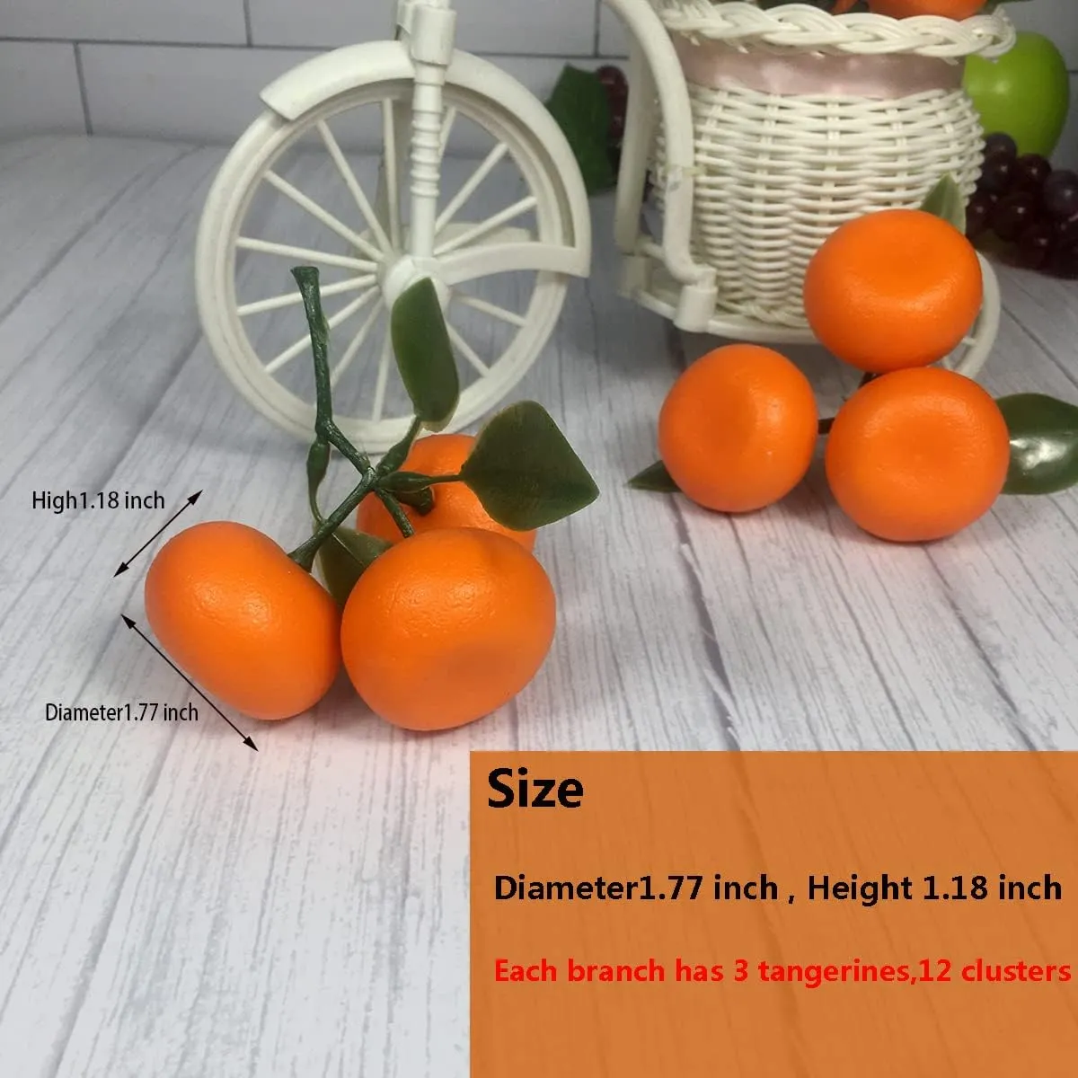 12 Clusters Each Clusters 3pcs Artificial Fruit Fake Simulation Fruit for Home Kitchen Party Photography Prop Wedding Decoration (12 Clusters Tangerines)