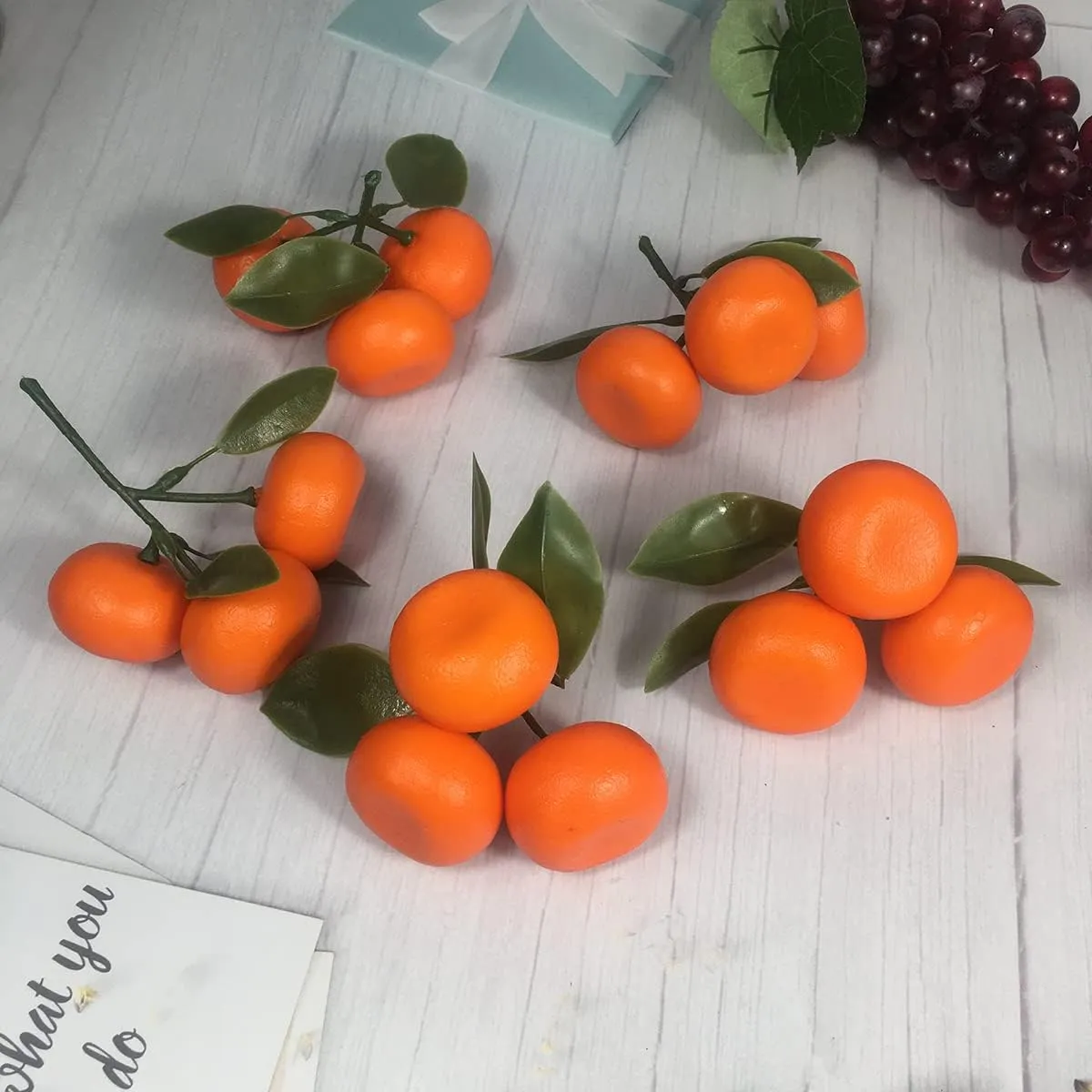 12 Clusters Each Clusters 3pcs Artificial Fruit Fake Simulation Fruit for Home Kitchen Party Photography Prop Wedding Decoration (12 Clusters Tangerines)