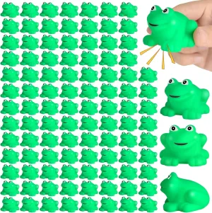 120 Pieces Rubber Frogs Mini Rubber Frogs for Bath Squeak and Float Frogs Green Rubber Frogs Shower Frog Swimming Bathtub Toys for Boys and Girls Shower Bathtub Pool Birthday Party Decoration