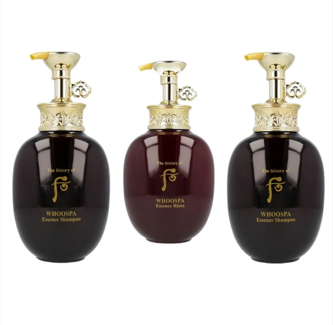 123 UBuy Shop_Korea WHOOSPA Hair 3pcs Special Set- Balances the scalp, keep the roots healthy, prevent itching and hair loss. Shampoo 350ml x 2 & Conditioner (Rinse) 220ml x 1, Brown