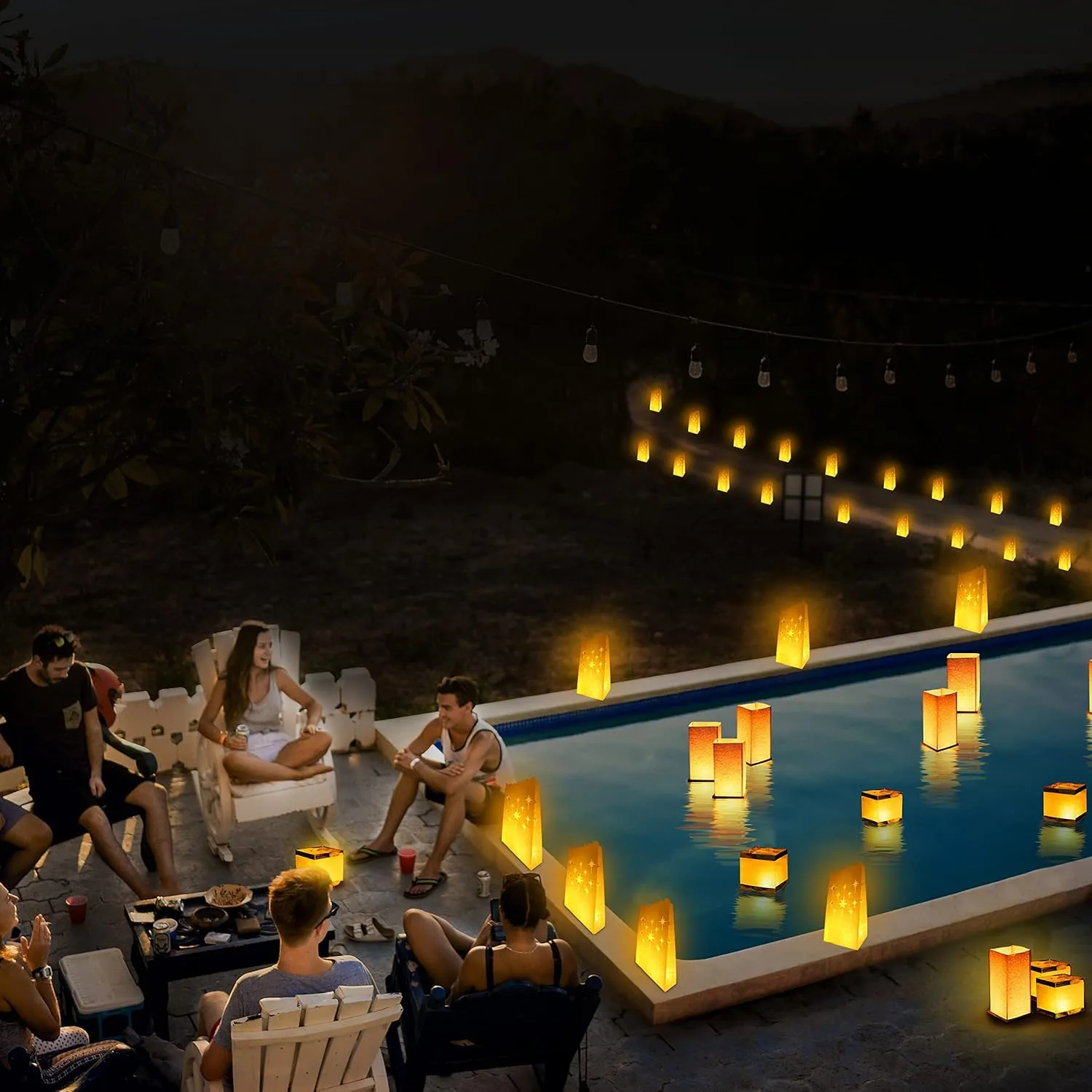 12Pack Floating Square Lanterns with LED Flameless Candles,Outdoor Lanterns Decorative with Waterproof,Floating Candles for Pool,River,Memorials,Wedding,Bar,and Parties…… (12 Square)