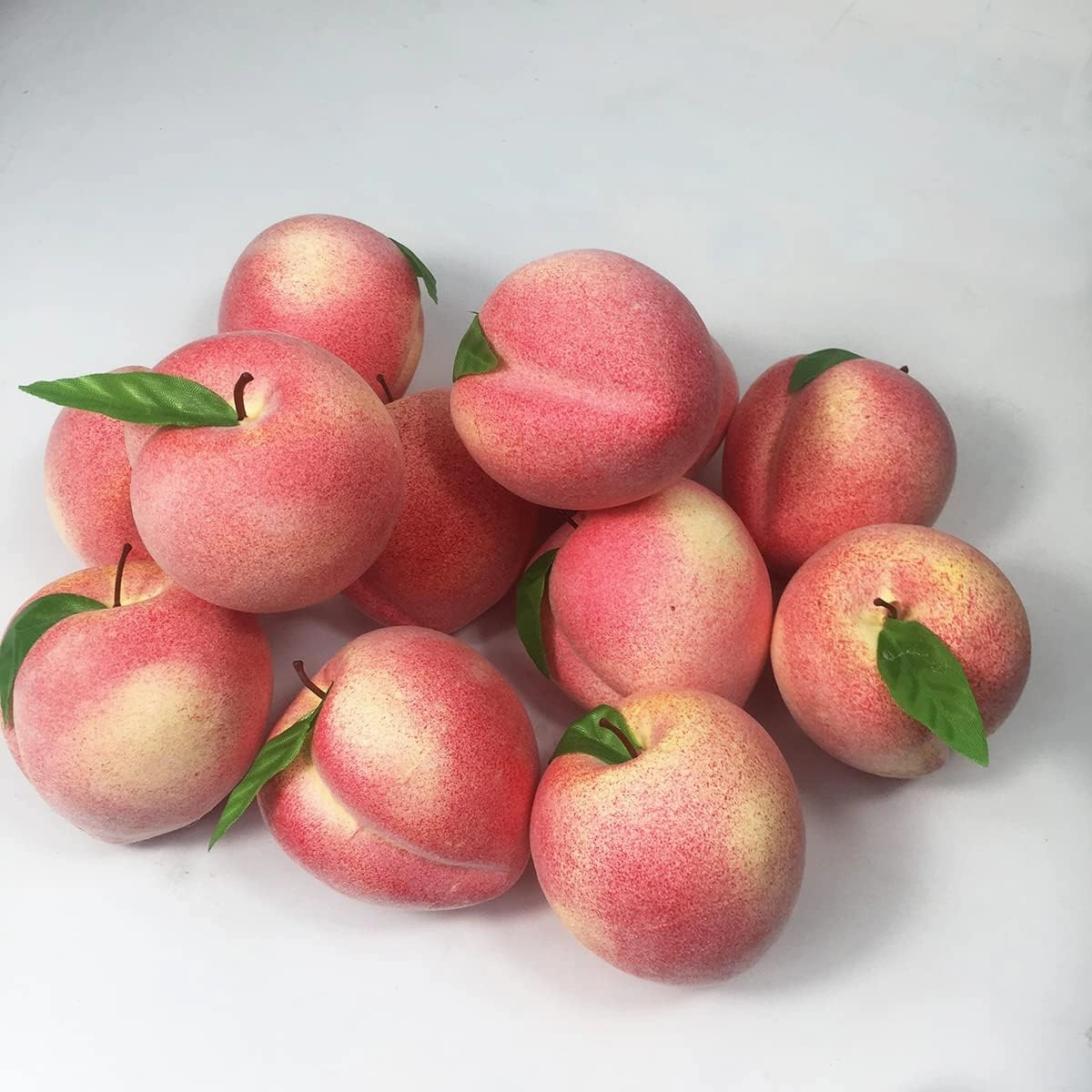 12Pcs Artificial Fruit Fake Simulation Fruit for Home Kitchen Party Photography Prop Wedding Decoration (12Pcs Peach)