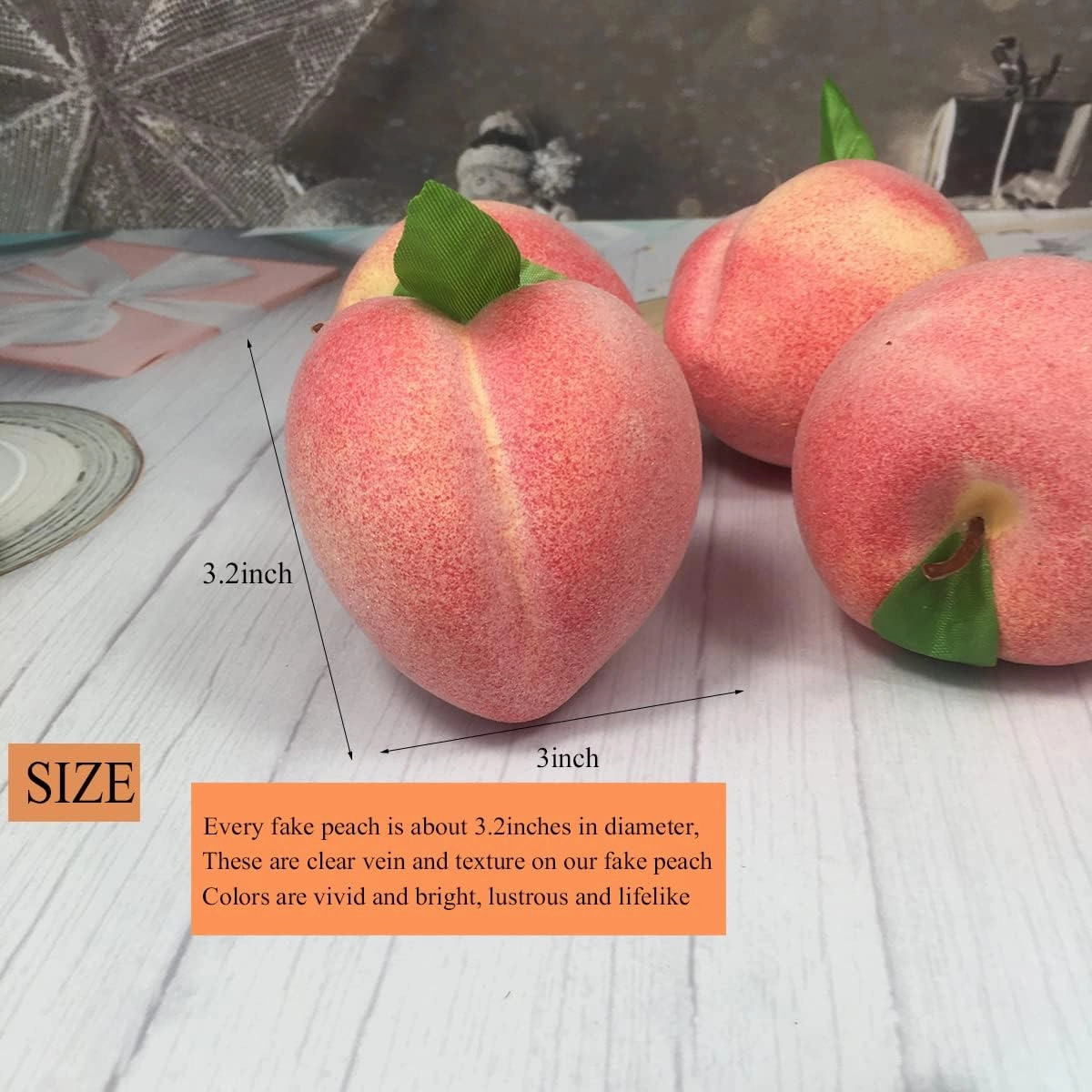 12Pcs Artificial Fruit Fake Simulation Fruit for Home Kitchen Party Photography Prop Wedding Decoration (12Pcs Peach)