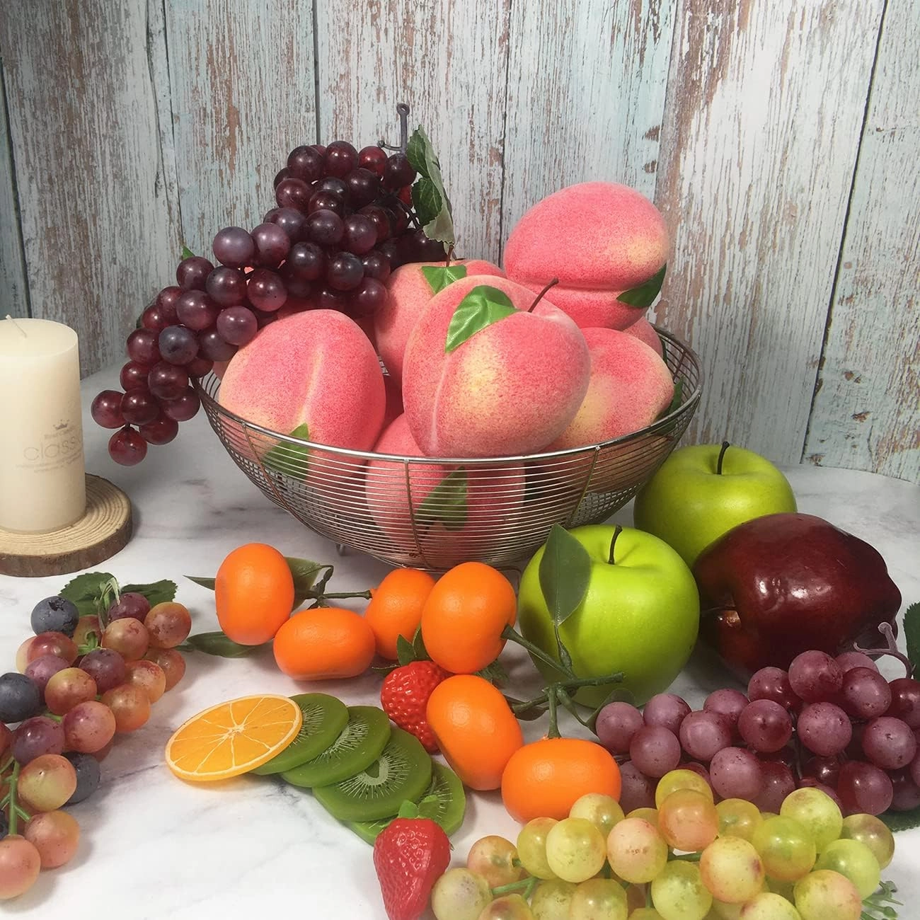12Pcs Artificial Fruit Fake Simulation Fruit for Home Kitchen Party Photography Prop Wedding Decoration (12Pcs Peach)