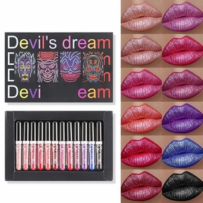 12PCS No Stick Cup Lipsticks - Halloween Lipstick Set Waterproo Lip Glaze Makeup