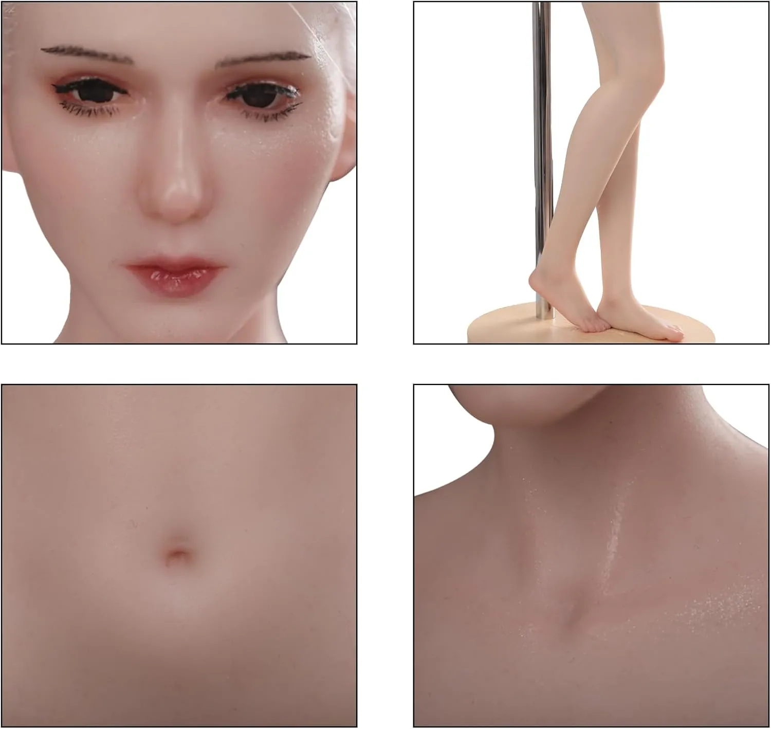 1/3 Female Action Figure Doll - Full Body Silicone Flexible Seamless 60cm for Cosplay Photography Arts (Ivory White, Black Hair)