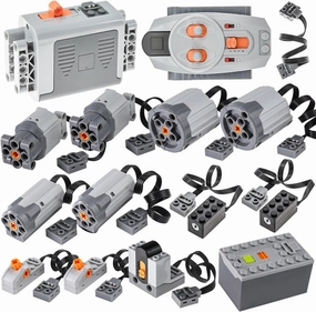 15pcs Power-Function Set M/L/XL Small-Motor-Set Technic-Part Pieces Compatible with Major Brand AA/AAA Battery Box IR Receiver Remote-Control Switch Extension Wire