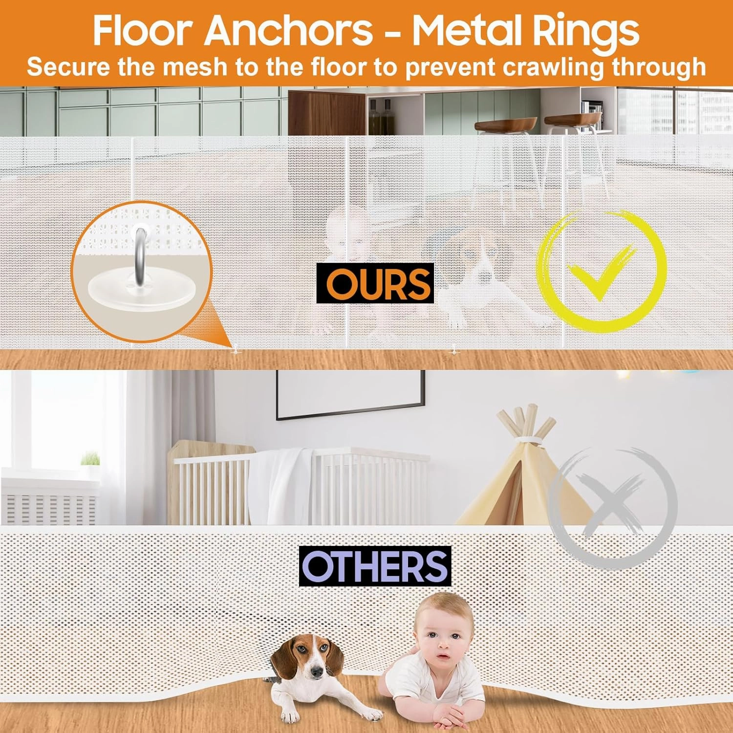 160" Retractable Baby Gates, 42" Extra Tall Upgraded Baby Gate with Reinforced Strip Design, Prevent from Crawling Underneath, Extra Wide Dog Gate Baby Gates for Stairs Doorways Indoor Outdoor