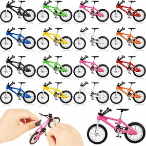 16 Pcs Mini Finger Bikes Miniature Bicycle Toy Extreme Sports Mountain Bike Metal Game Set for Kids Adults Creative Game Cake Topper Favors Gifts, 8 Colors