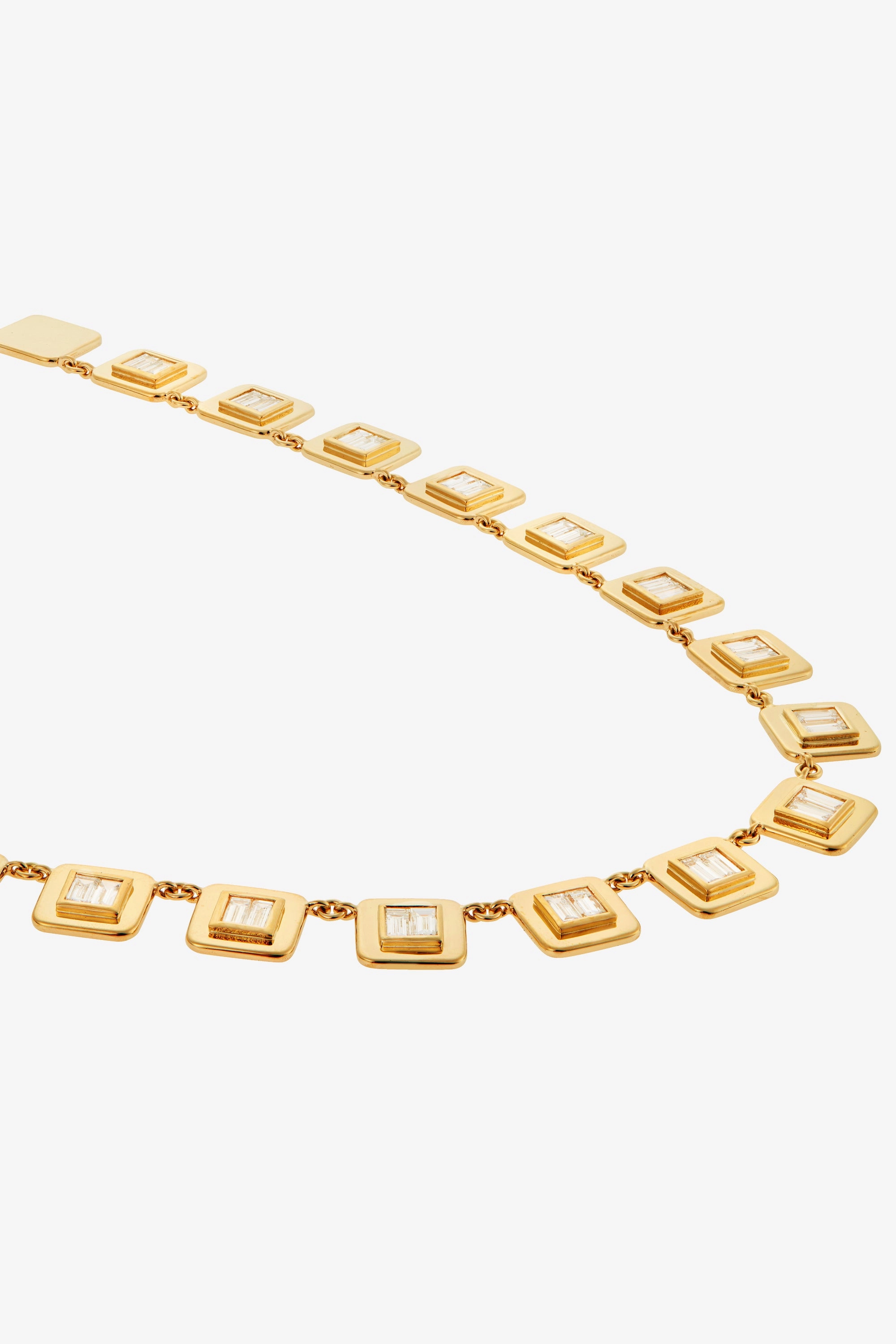 18K Yellow Gold & Diamond Tile Necklace