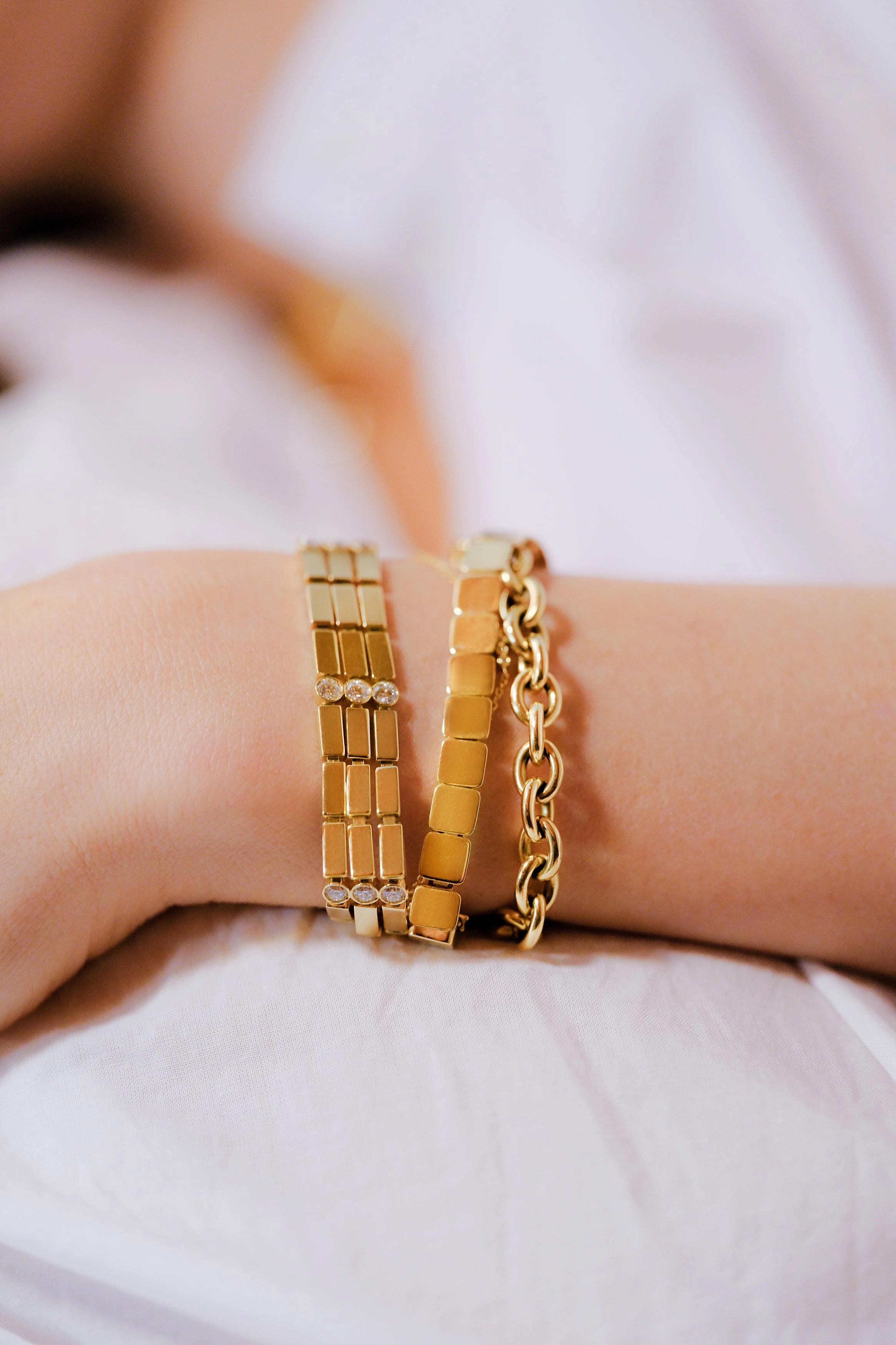18K Yellow Gold Medium Tile Bracelet