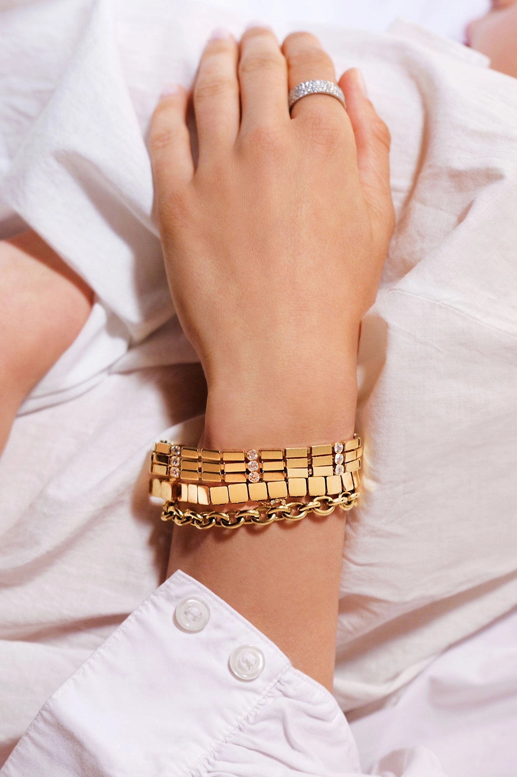 18K Yellow Gold Medium Tile Bracelet