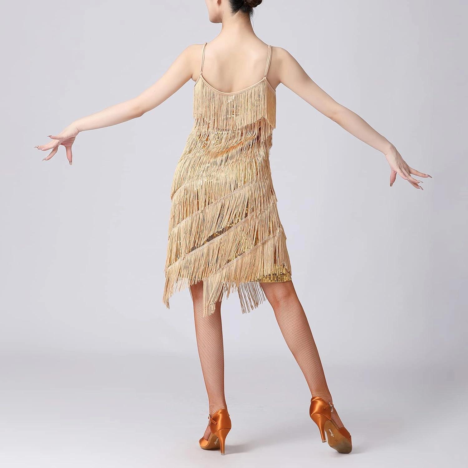 1920s Women Sequin Latin Dance Tassel Fringe Dress Flapper Sexy Gatsby Cocktail Vintage Tango Ballroom Roaring 20s Party