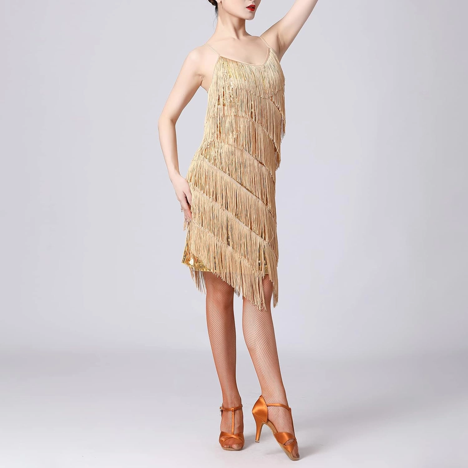 1920s Women Sequin Latin Dance Tassel Fringe Dress Flapper Sexy Gatsby Cocktail Vintage Tango Ballroom Roaring 20s Party