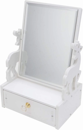 1pc Desktop Vanity Makeup Mirror with Drawer Cute Rotating Design Material Chic Cartoon Pattern for Jewelry and Accessories Storage for Students and Office Workers