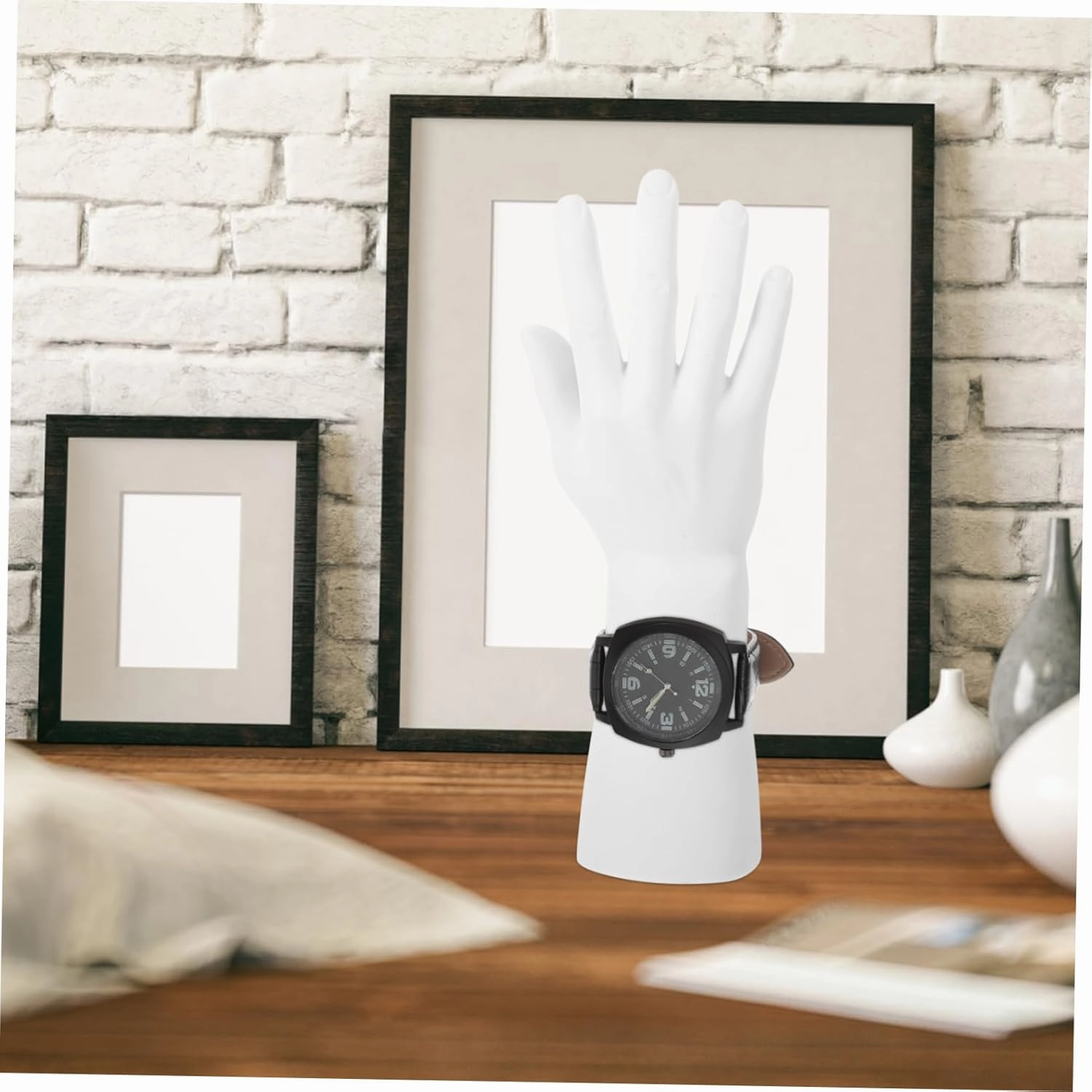 1pc White Vinyl Hand Model for Jewelry Display Watch Display Mannequin Lightweight Portable Prop for Merchants and Home Organization
