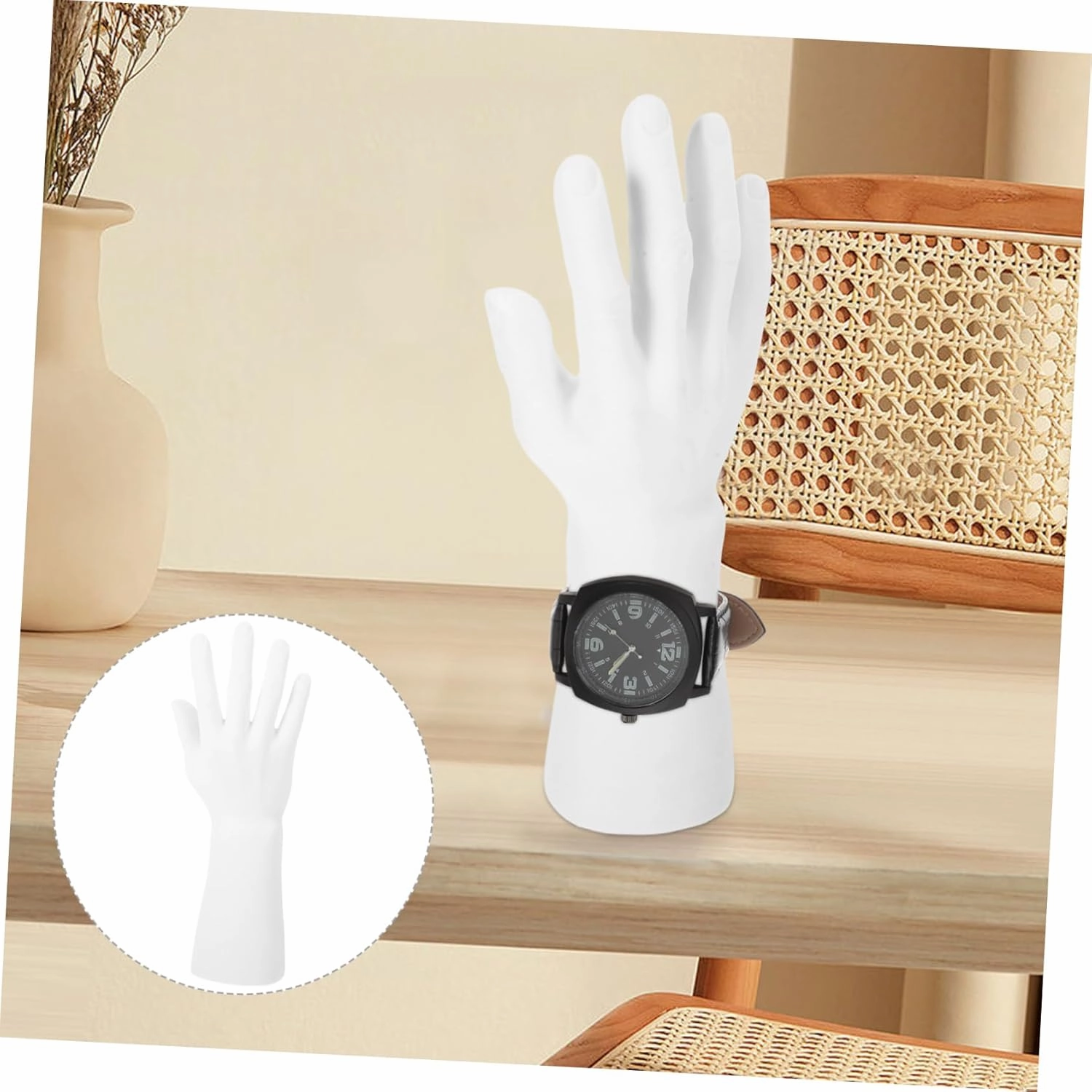 1pc White Vinyl Hand Model for Jewelry Display Watch Display Mannequin Lightweight Portable Prop for Merchants and Home Organization
