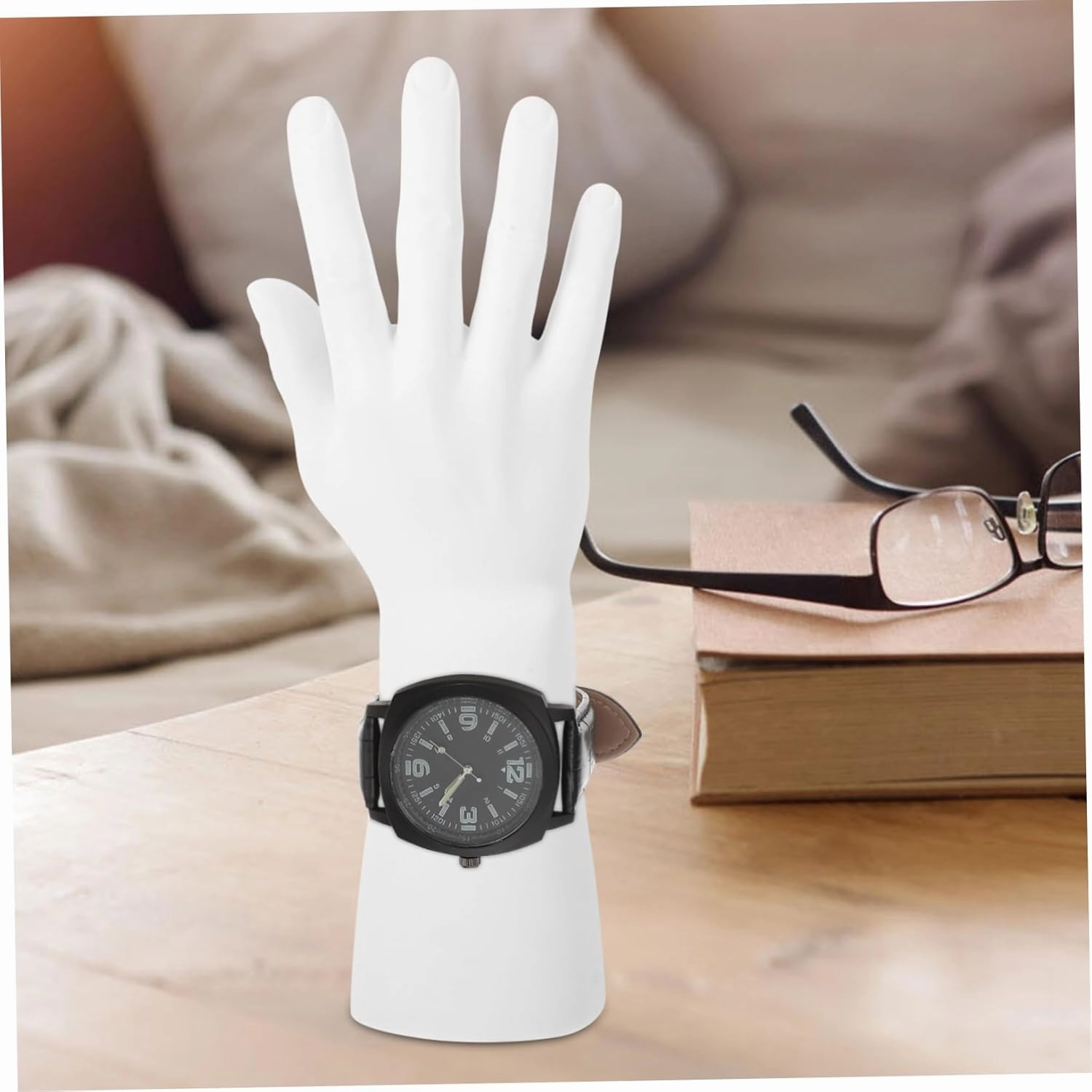 1pc White Vinyl Hand Model for Jewelry Display Watch Display Mannequin Lightweight Portable Prop for Merchants and Home Organization