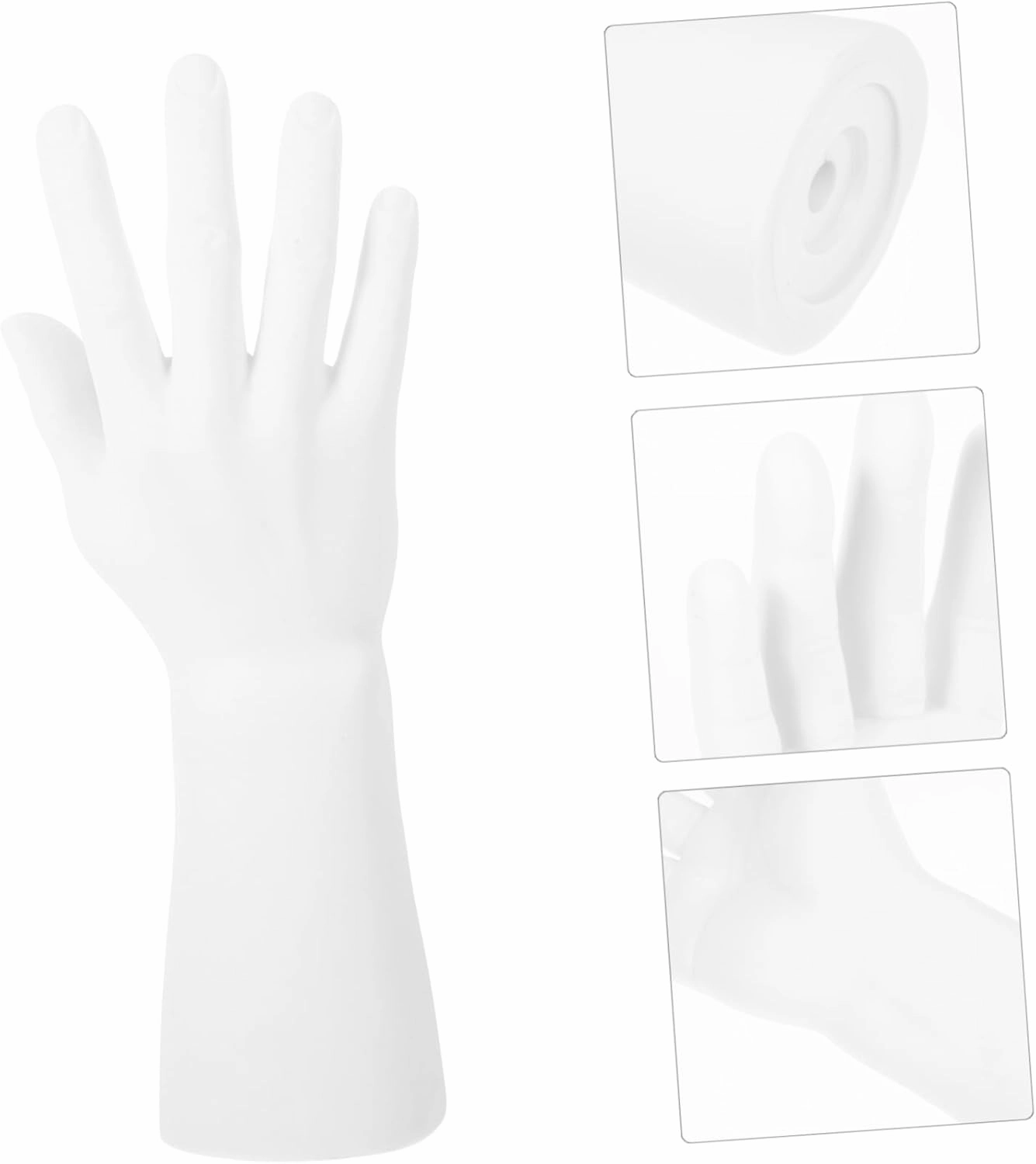 1pc White Vinyl Hand Model for Jewelry Display Watch Display Mannequin Lightweight Portable Prop for Merchants and Home Organization