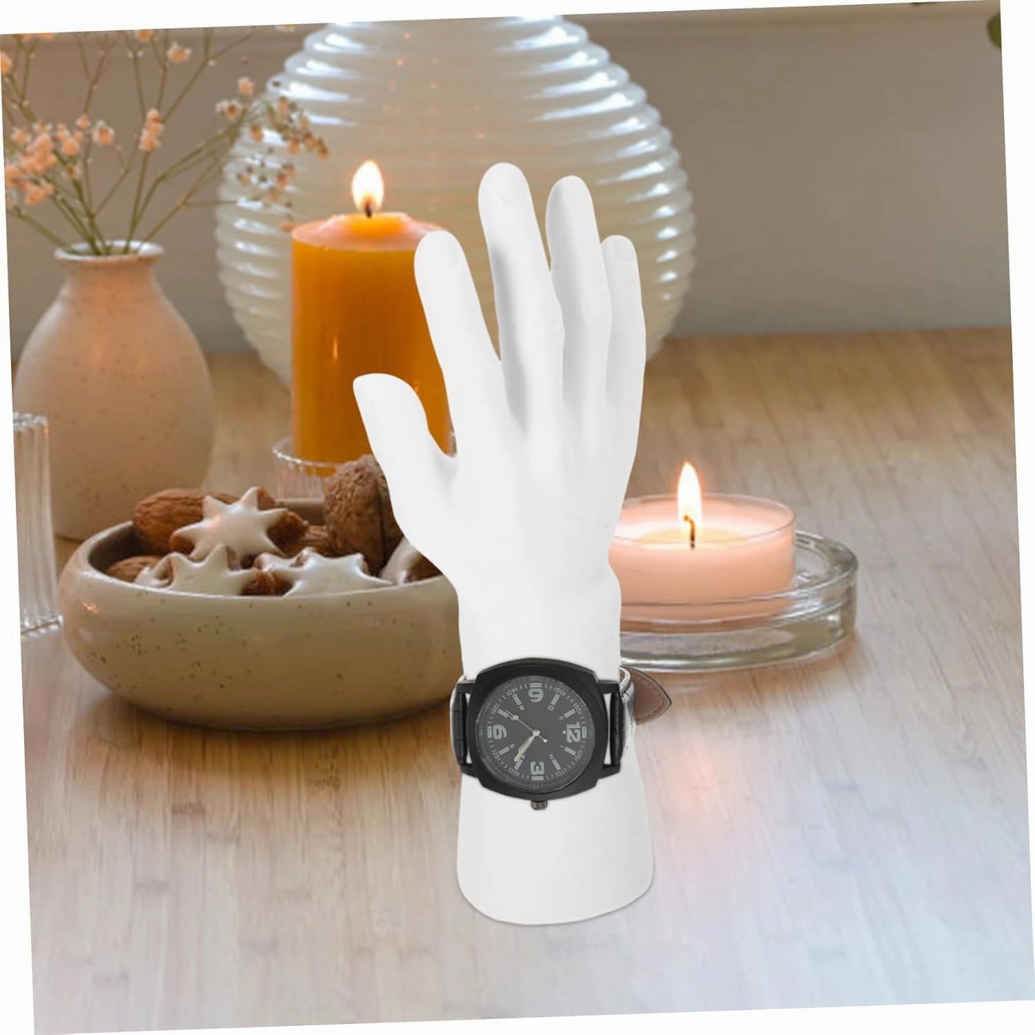 1pc White Vinyl Hand Model for Jewelry Display Watch Display Mannequin Lightweight Portable Prop for Merchants and Home Organization