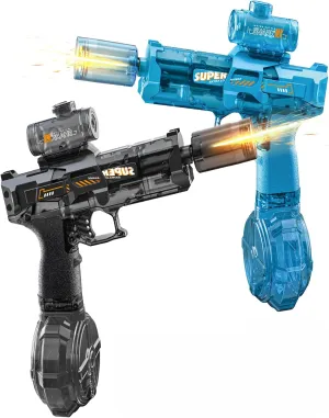 2 Pack Electric Water Guns with Light Up, Automatic Electric Squirt Gun 26-30 FT Range Water Pistol Blaster Soaker, Summer Outdoor Pool, Water Toy for Adults & Kids