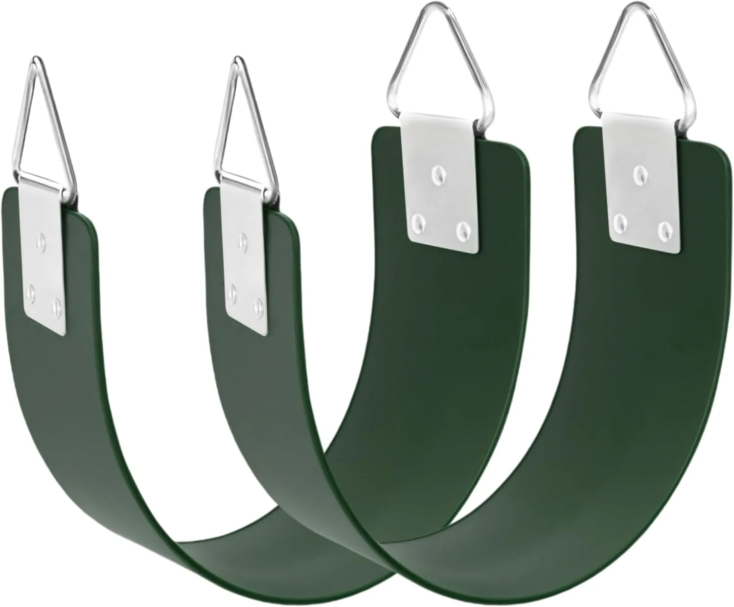 2 Pcs Swing Seat with Metal Triangle Ring 30.4 x 5.9 Inch, Heavy Duty Swing Set Replacement Accessories for Kids & Adults Outdoor, Playground,Trees, Backyard- Green (Support 300LB)