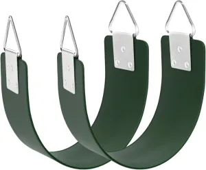 2 Pcs Swing Seat with Metal Triangle Ring 30.4 x 5.9 Inch, Heavy Duty Swing Set Replacement Accessories for Kids & Adults Outdoor, Playground,Trees, Backyard- Green (Support 300LB)