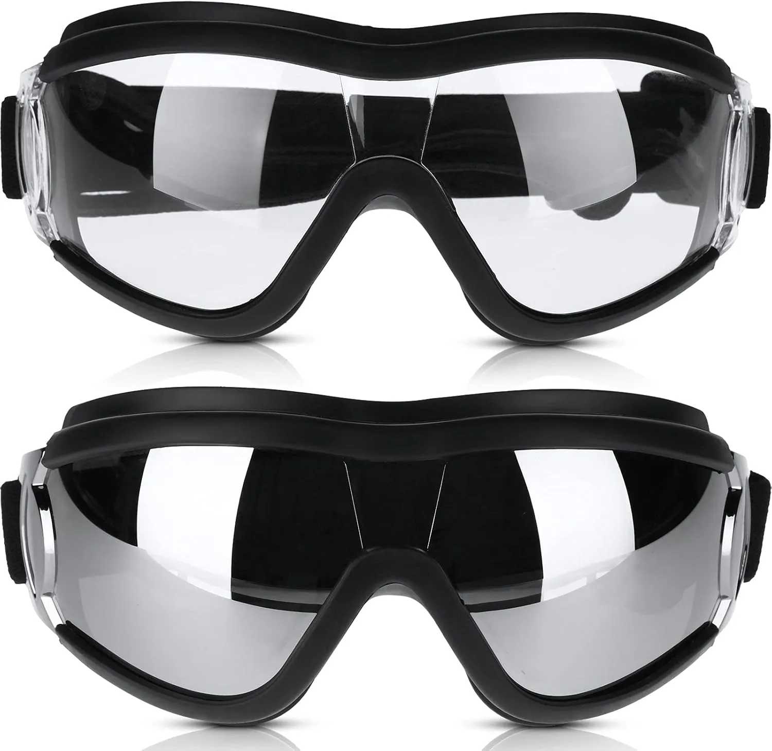 2 Pieces Dog Goggles Sunglasses Snowproof Windproof Glasses Pet Goggles for Travel Skiing Anti-Fog Dog with Adjustable Strap
