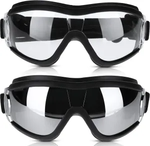 2 Pieces Dog Goggles Sunglasses Snowproof Windproof Glasses Pet Goggles for Travel Skiing Anti-Fog Dog with Adjustable Strap