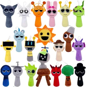 2024 Sprunki Plush Toys, 8'' Sprunky Wenda Oren Simon Gray Stuffed Toys Dolls Gifts for Birthday Christmas (20 Pcs Set)