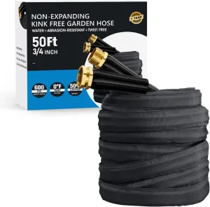 2025 Upgraded Non-Expanding Garden Hose, Lightweight, Flexible Ultra-Light Water Hose, Burst-Resistant, Lead-Free, Anti-Kink, High-Pressure (50 FT)