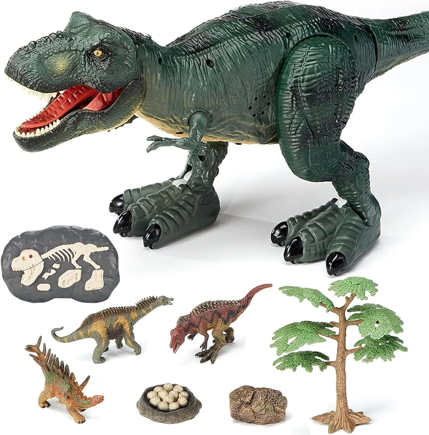 21inches Large Remote Control Dinosaur Toys Sound, Light, Roaring, Mist Spray, Realistic Walking T-Rex RC Tyrannosaurus Dinosaur Toys for Kids Boys Girls 3-10 Years Old