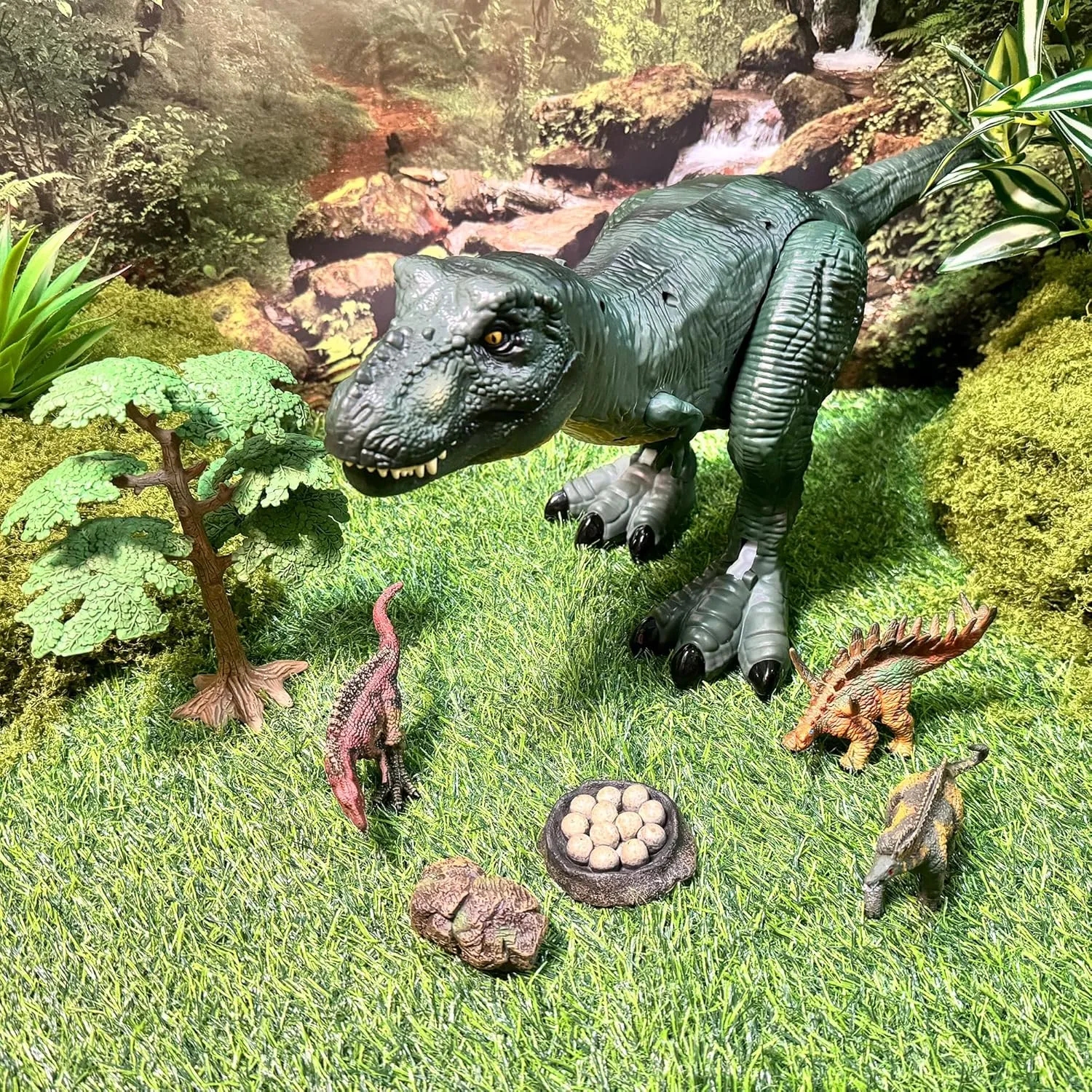 21inches Large Remote Control Dinosaur Toys Sound, Light, Roaring, Mist Spray, Realistic Walking T-Rex RC Tyrannosaurus Dinosaur Toys for Kids Boys Girls 3-10 Years Old
