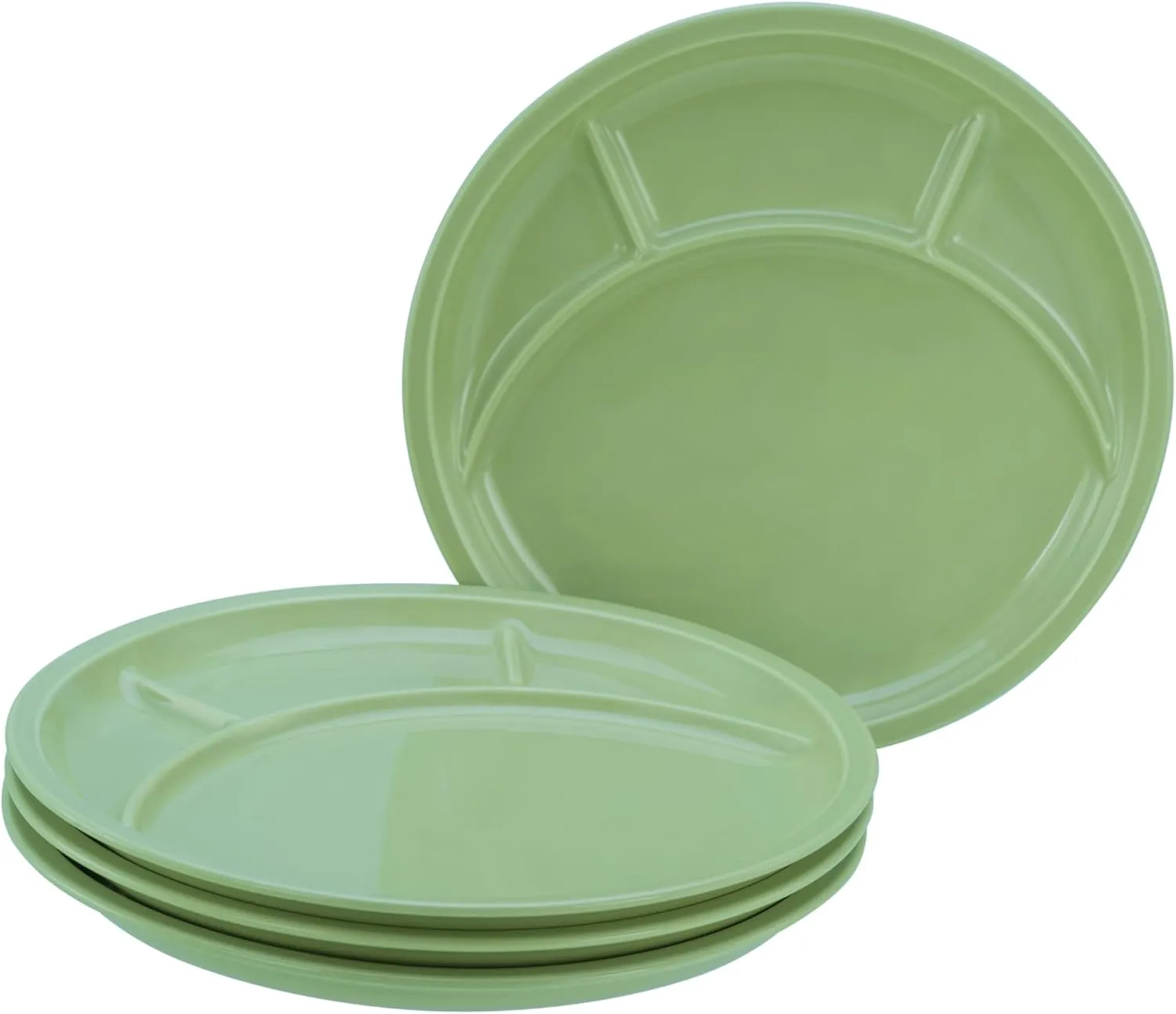 22985, Universal series Green fondue plate, 4-piece crockery set, porcelain fondue plate, dishwasher and microwave safe, made in Europe.
