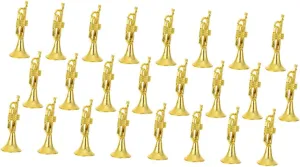 24pcs Creative Mini Trumpet Model Decorative Accessories for Miniature House Decor Realistic Musical Instrument Ornament Delicate Toy Trumpet for Home Decoration and Photo Props