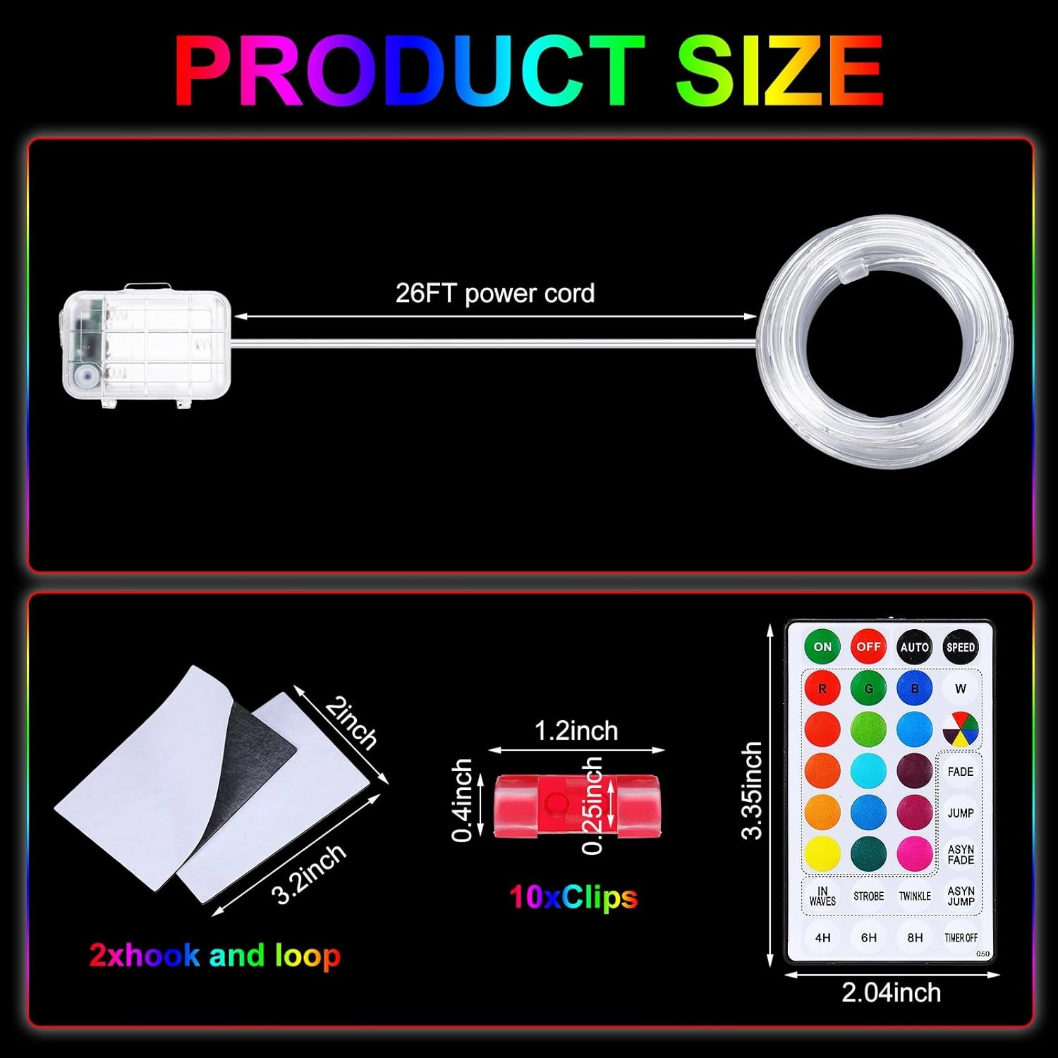 26ft Kayak Paddle Board Lights Kit Ip68 Waterproof Dream Color Sup Glow Lights with Remote Battery for Powered Kayak Night Kayaking Sup Canoes, Marine Safety Boats