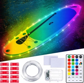 26ft Kayak Paddle Board Lights Kit Ip68 Waterproof Dream Color Sup Glow Lights with Remote Battery for Powered Kayak Night Kayaking Sup Canoes, Marine Safety Boats
