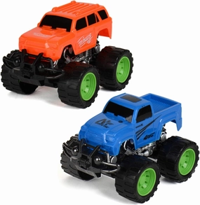 2 Pack Toy Truck Toys for Boys and Girls, Friction Powered Push and Go Toy Cars, Inertia Car Toy Set Toy Vehicles, Birthday Party Supplies for Toddlers Kids Ages 3 and Up, Small