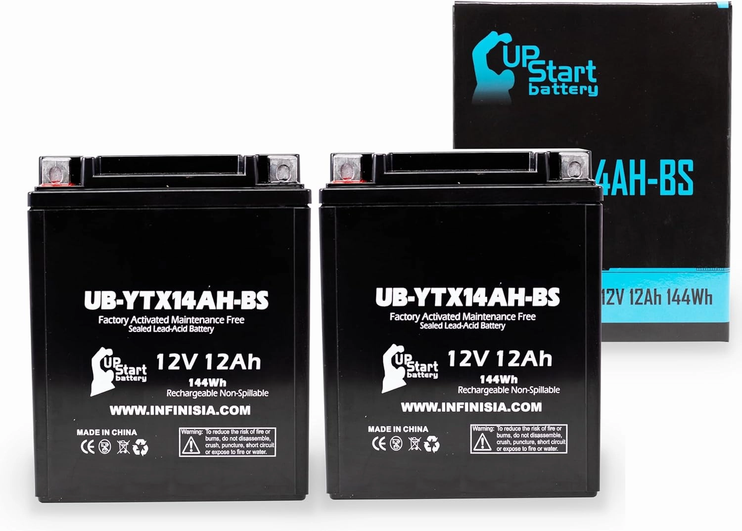 2-Pack UB-YTX14AH-BS Battery Replacement for 1994 Bimota DB2 900 CC Motorcycle - Factory Activated, Maintenance Free, Motorcycle Battery - 12V, 12AH, UpStart Battery Brand